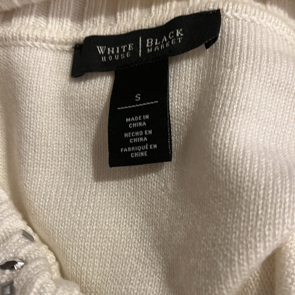 WHBM Cream Cowl Jeweled Sweater Sz S - Picture 4 of 5